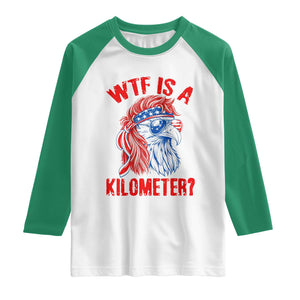 WTF is A Kilometer Raglan Shirt Patriotic Eagle 4th of July USA American Flag