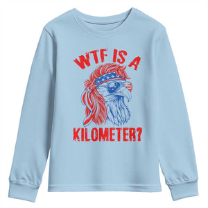 WTF is A Kilometer Youth Sweatshirt Patriotic Eagle 4th of July USA American Flag