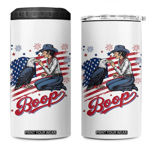 Boop Eagle 4 in 1 Can Cooler Tumbler Western Cowgirl Patriotic USA American 4th of July
