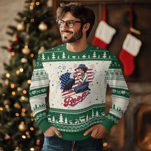 Boop Eagle Ugly Christmas Sweater Western Cowgirl Patriotic USA American 4th of July
