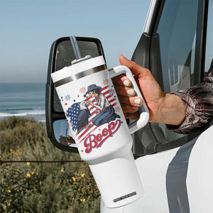 Boop Eagle Tumbler With Handle Western Cowgirl Patriotic USA American 4th of July
