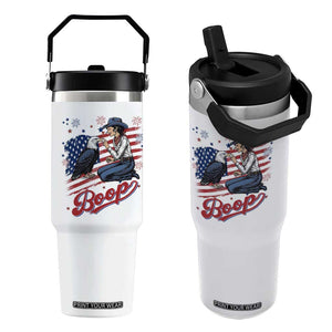 Boop Eagle Flip Straw Tumbler Western Cowgirl Patriotic USA American 4th of July