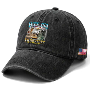 WTF is A Kilometer Washed Cotton Baseball Cap Funny USA Patriotic Bootleg Meme