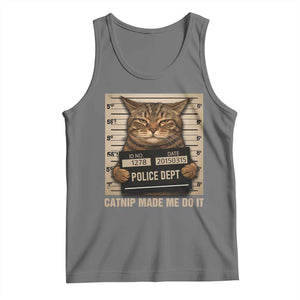 Funny Cat Mugshot Tank Top Catnip Made Me Do It TS14 Black Heather Print Your Wear