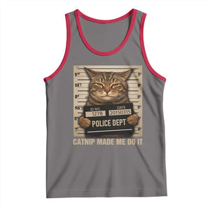 Funny Cat Mugshot Tank Top Catnip Made Me Do It TS14 Deep Heather Red Print Your Wear