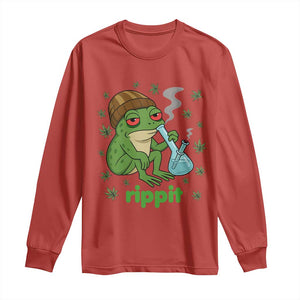 Rippit Frog Long Sleeve Shirt Funny 420 Stoner Weed Humor TS14 Red Print Your Wear