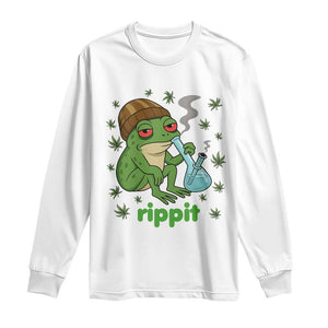 Rippit Frog Long Sleeve Shirt Funny 420 Stoner Weed Humor TS14 White Print Your Wear