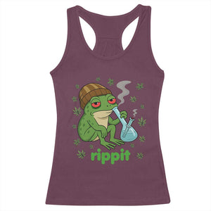 Rippit Frog Racerback Tank Top Funny 420 Stoner Weed Humor TS14 Maroon Print Your Wear