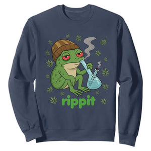 Rippit Frog Sweatshirt Funny 420 Stoner Weed Humor TS14 Navy Print Your Wear