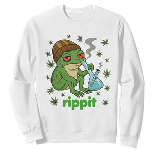 Rippit Frog Sweatshirt Funny 420 Stoner Weed Humor TS14 White Print Your Wear