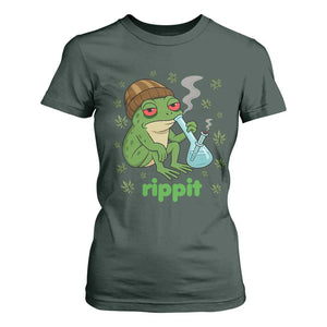 Rippit Frog T Shirt For Women Funny 420 Stoner Weed Humor TS14 Dark Forest Green Print Your Wear