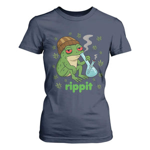 Rippit Frog T Shirt For Women Funny 420 Stoner Weed Humor TS14 Navy Print Your Wear