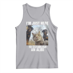 Funny Cat Dog Selfie Tank Top I Am Just Here To Establish An Alibi TS14 Athletic Heather Print Your Wear