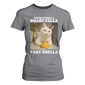 Funny Cat Meme T Shirt For Women You Are Either A Smart Fella Or A Fart Smella TS14 Charcoal Print Your Wear