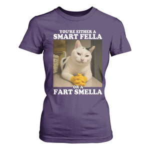 Funny Cat Meme T Shirt For Women You Are Either A Smart Fella Or A Fart Smella TS14 Purple Print Your Wear