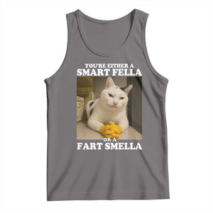 Funny Cat Meme Tank Top You Are Either A Smart Fella Or A Fart Smella TS14 Deep Heather Print Your Wear
