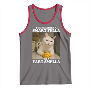 Funny Cat Meme Tank Top You Are Either A Smart Fella Or A Fart Smella TS14 Deep Heather Red Print Your Wear