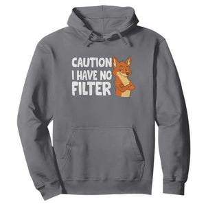 Funny Fox Sarcastic Hoodie Caution I Have No Filter TS14 Charcoal Print Your Wear