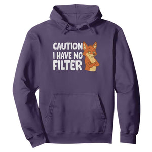 Funny Fox Sarcastic Hoodie Caution I Have No Filter TS14 Purple Print Your Wear