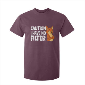 Funny Fox Sarcastic T Shirt For Kid Caution I Have No Filter TS14 Maroon Print Your Wear