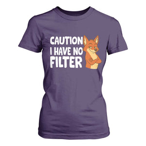 Funny Fox Sarcastic T Shirt For Women Caution I Have No Filter TS14 Purple Print Your Wear