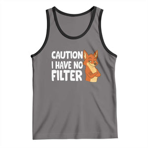 Funny Fox Sarcastic Tank Top Caution I Have No Filter TS14 Deep Heather Black Print Your Wear