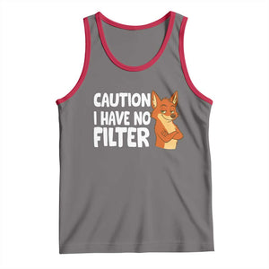 Funny Fox Sarcastic Tank Top Caution I Have No Filter TS14 Deep Heather Red Print Your Wear