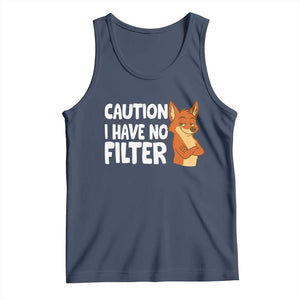 Funny Fox Sarcastic Tank Top Caution I Have No Filter TS14 Navy Print Your Wear