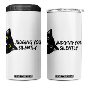 Judging You Silently Black Cat 4 in 1 Can Cooler Tumbler Funny Sarcastic Kitten Pet Lovers TS14 One Size: 16 oz White Print Your Wear