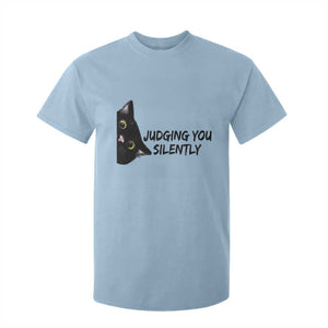 Judging You Silently Black Cat T Shirt For Kid Funny Sarcastic Kitten Pet Lovers TS14 Light Blue Print Your Wear
