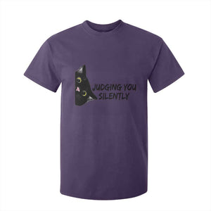 Judging You Silently Black Cat T Shirt For Kid Funny Sarcastic Kitten Pet Lovers TS14 Purple Print Your Wear