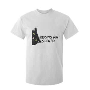 Judging You Silently Black Cat T Shirt For Kid Funny Sarcastic Kitten Pet Lovers TS14 White Print Your Wear