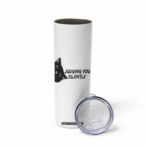 Judging You Silently Black Cat Skinny Tumbler Funny Sarcastic Kitten Pet Lovers TS14 Print Your Wear