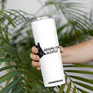 Judging You Silently Black Cat Skinny Tumbler Funny Sarcastic Kitten Pet Lovers TS14 Print Your Wear