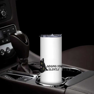 Judging You Silently Black Cat Skinny Tumbler Funny Sarcastic Kitten Pet Lovers TS14 Print Your Wear