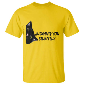 Judging You Silently Black Cat T Shirt Funny Sarcastic Kitten Pet Lovers TS14 Daisy Print Your Wear