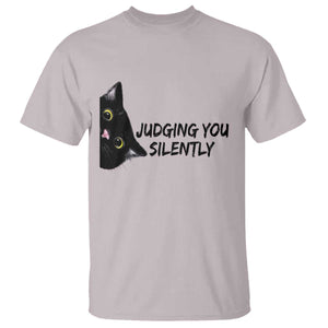 Judging You Silently Black Cat T Shirt Funny Sarcastic Kitten Pet Lovers TS14 Ice Gray Print Your Wear