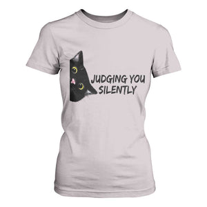 Judging You Silently Black Cat T Shirt For Women Funny Sarcastic Kitten Pet Lovers TS14 Ice Gray Print Your Wear