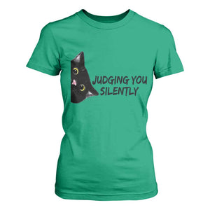 Judging You Silently Black Cat T Shirt For Women Funny Sarcastic Kitten Pet Lovers TS14 Irish Green Print Your Wear