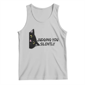 Judging You Silently Black Cat Tank Top Funny Sarcastic Kitten Pet Lovers TS14 Ash Print Your Wear