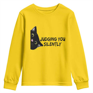Judging You Silently Black Cat Youth Sweatshirt Funny Sarcastic Kitten Pet Lovers TS14 Daisy Print Your Wear