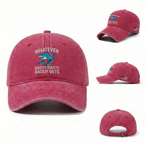 Funny Tralalero Tralala Meme Washed Cotton Baseball Cap Whatever Daddy Wants Daddy Gets TS14 Washed Cap Universal Fit Red Print Your Wear