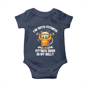 Funny Beer Lover Baby Onesie I Am Into Fitness Beer in My Belly TS14 Navy Print Your Wear