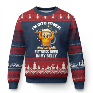 Funny Beer Lover Ugly Christmas Sweater I Am Into Fitness Beer in My Belly TS14 Navy Red Print Your Wear