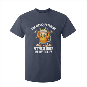 Funny Beer Lover T Shirt For Kid I Am Into Fitness Beer in My Belly TS14 Navy Print Your Wear