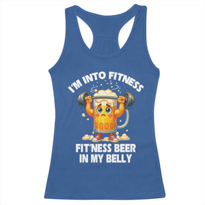 Funny Beer Lover Racerback Tank Top I Am Into Fitness Beer in My Belly TS14 Royal Blue Print Your Wear