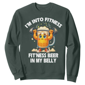 Funny Beer Lover Sweatshirt I Am Into Fitness Beer in My Belly TS14 Dark Forest Green Print Your Wear