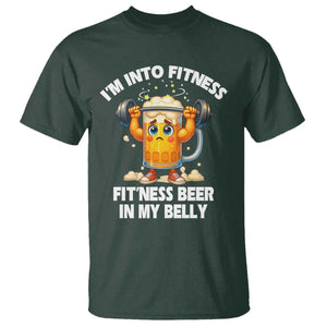 Funny Beer Lover T Shirt I Am Into Fitness Beer in My Belly TS14 Dark Forest Green Print Your Wear