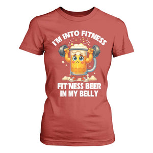 Funny Beer Lover T Shirt For Women I Am Into Fitness Beer in My Belly TS14 Red Print Your Wear