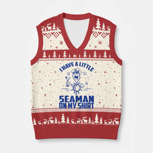 I Have Seaman On My Shirt V-Neck Knit Sweater Vest Funny Sarcastic Adult Humor TS14 Beige Red Print Your Wear